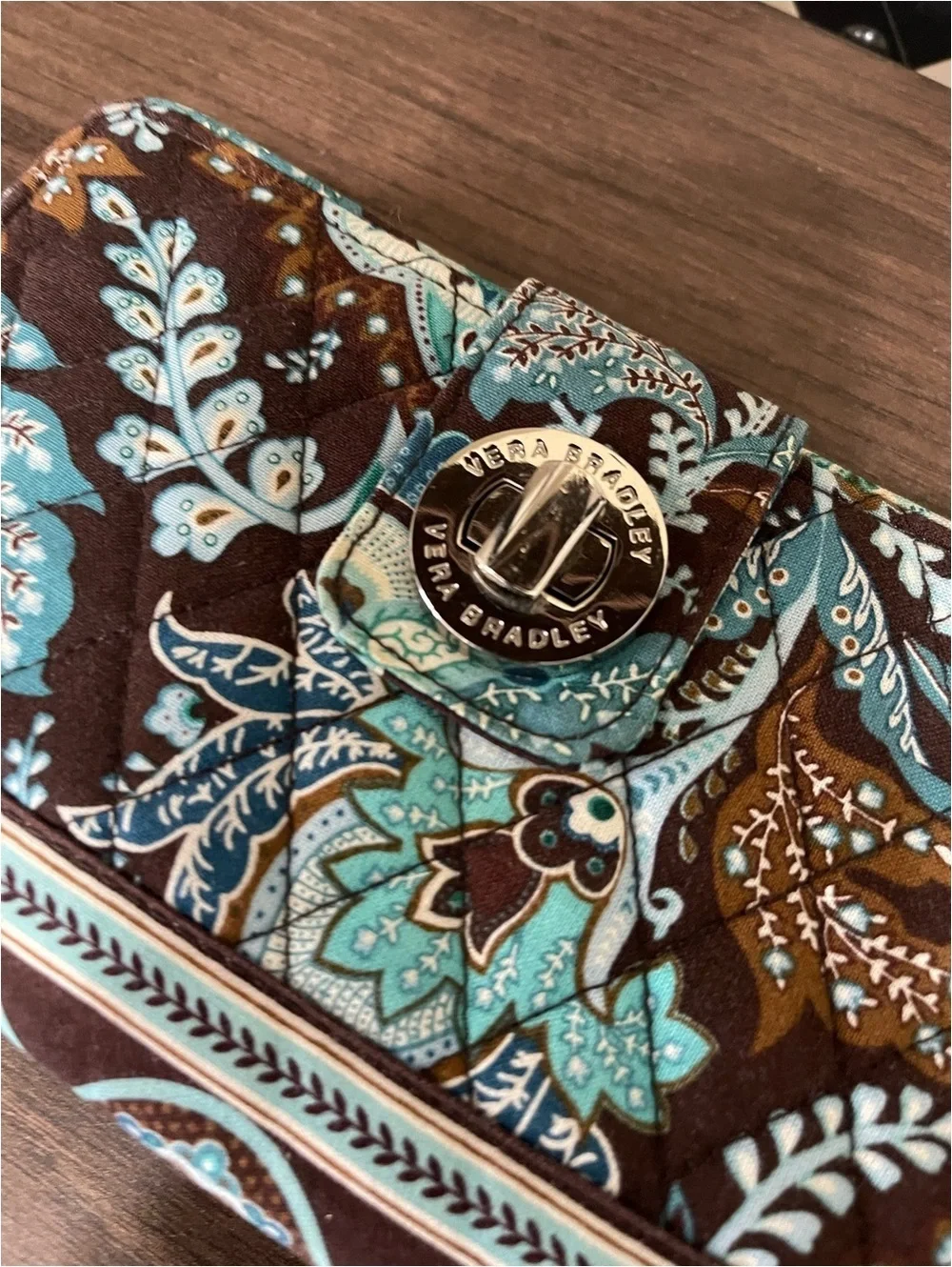 Vera Bradley Quilted Floral Print Wallet with Turn Lock Closure